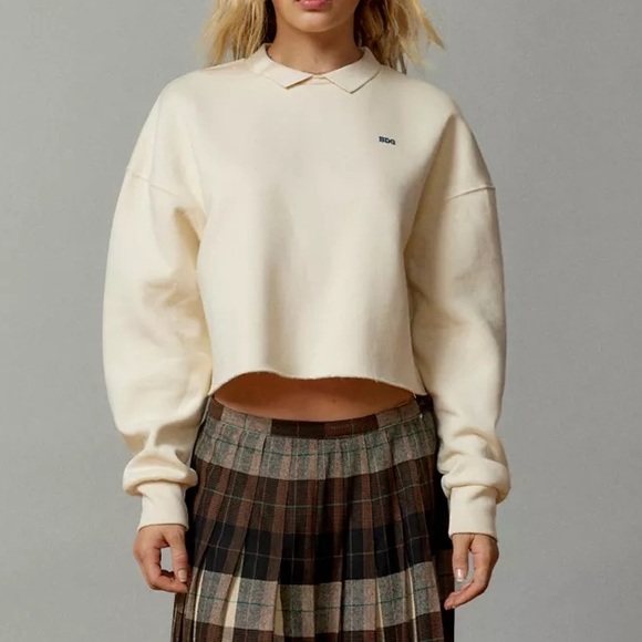 BDG Urban Outfitters Collared Pullover Cropped Sweatshirt - Picture 2 of 15